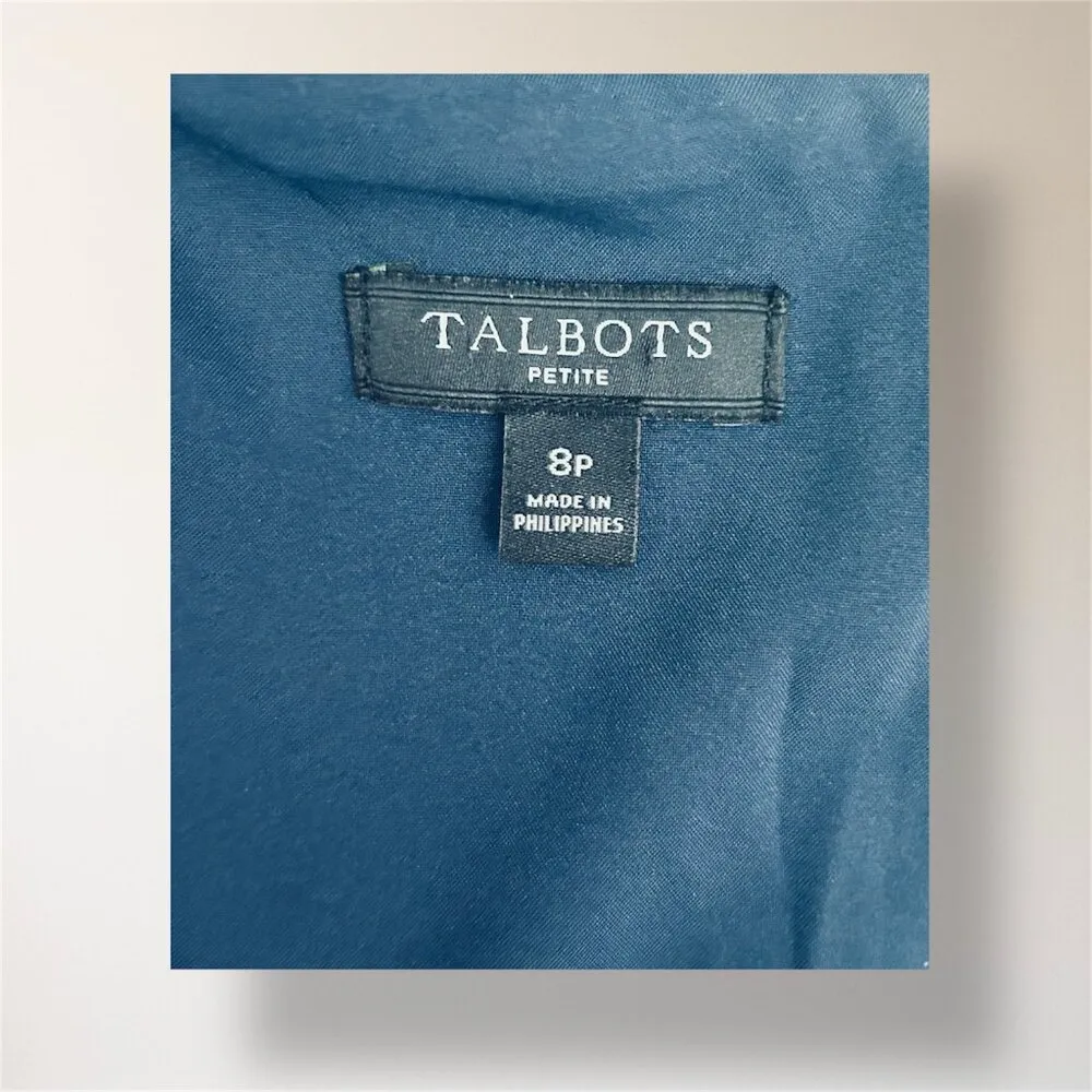 Talbots 8P Navy White Floral Fruit Print Sleeveless Midi Dress Coastal Summer - Image 6