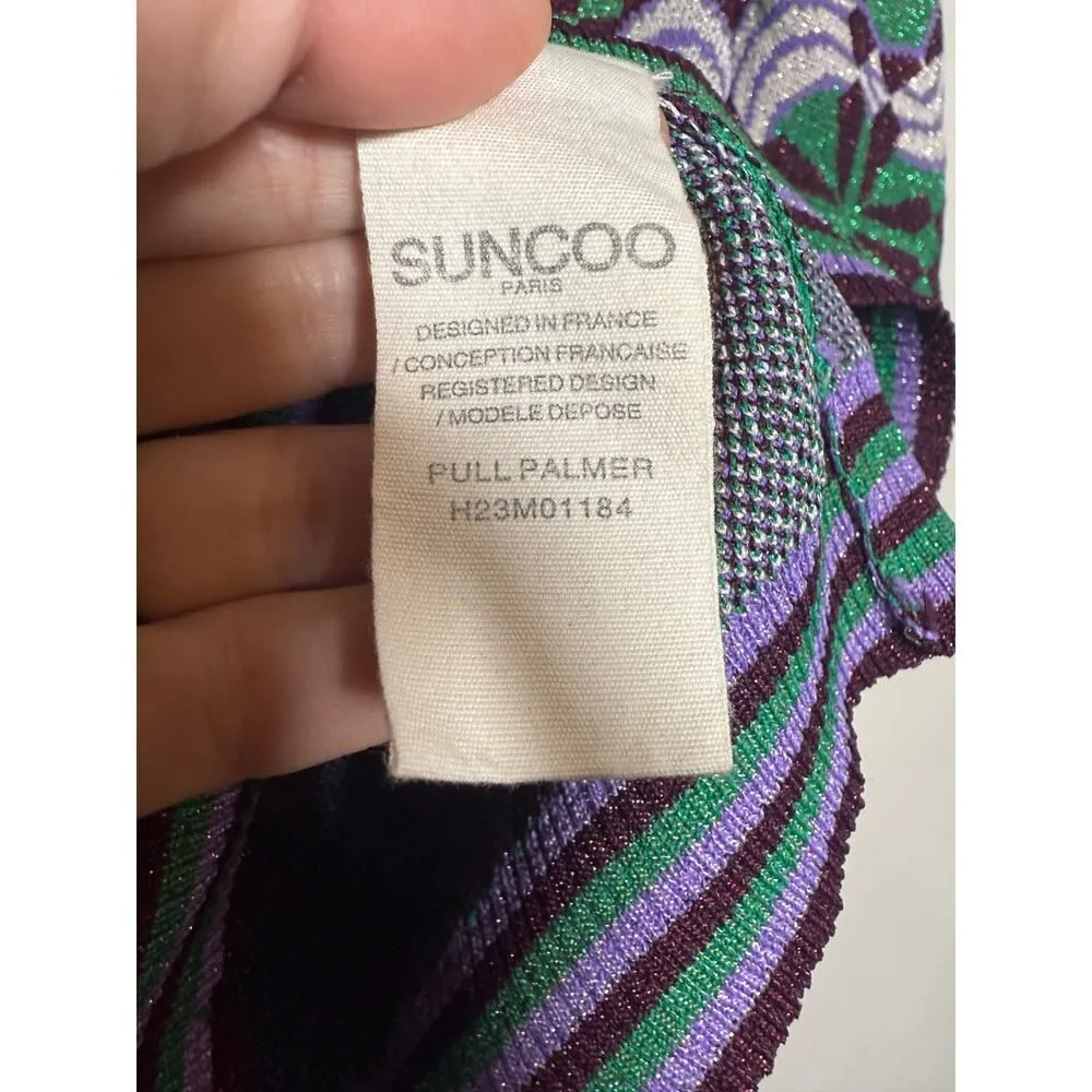 SUNCOO Palmer Short‑Sleeve Sweater Top – Women’s Size T1 (US S) Green - Image 4