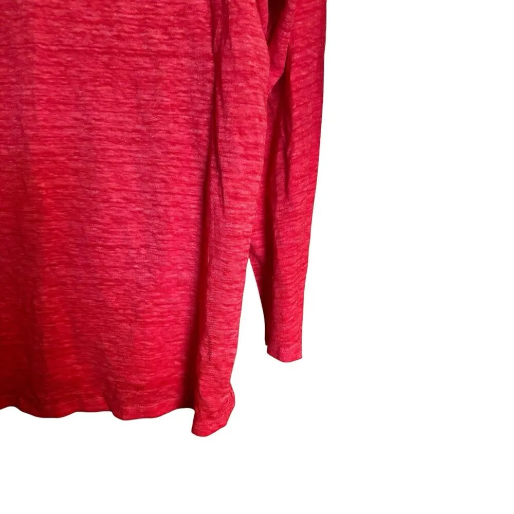 Chicos Linen Split Neck Tunic Top Womens Large Petite 2P Red Flame Blouse - Image 5