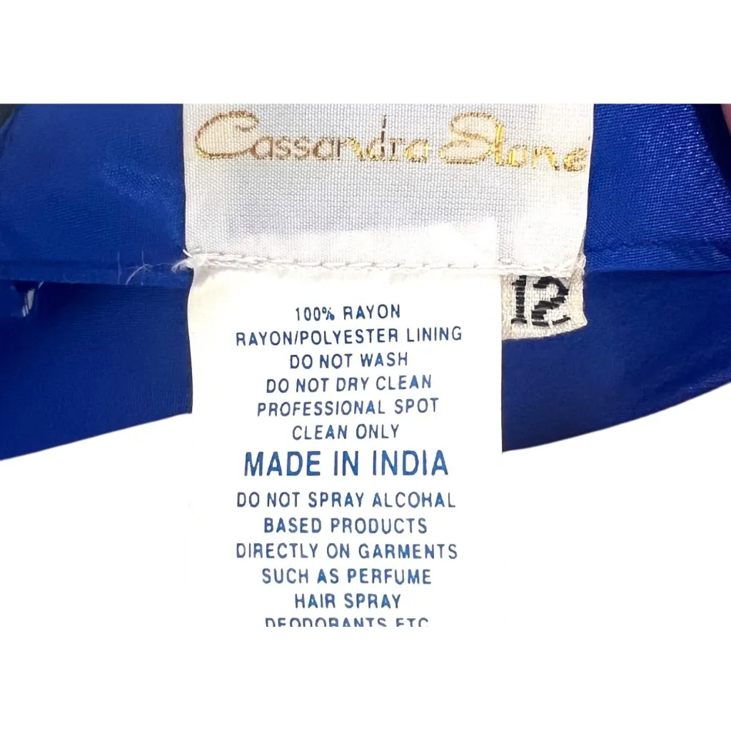 Vtg Beaded Gown Slip Dress Blue 12 Prom Whimsigoth Formal Goth Cassandra Stone - Image 10