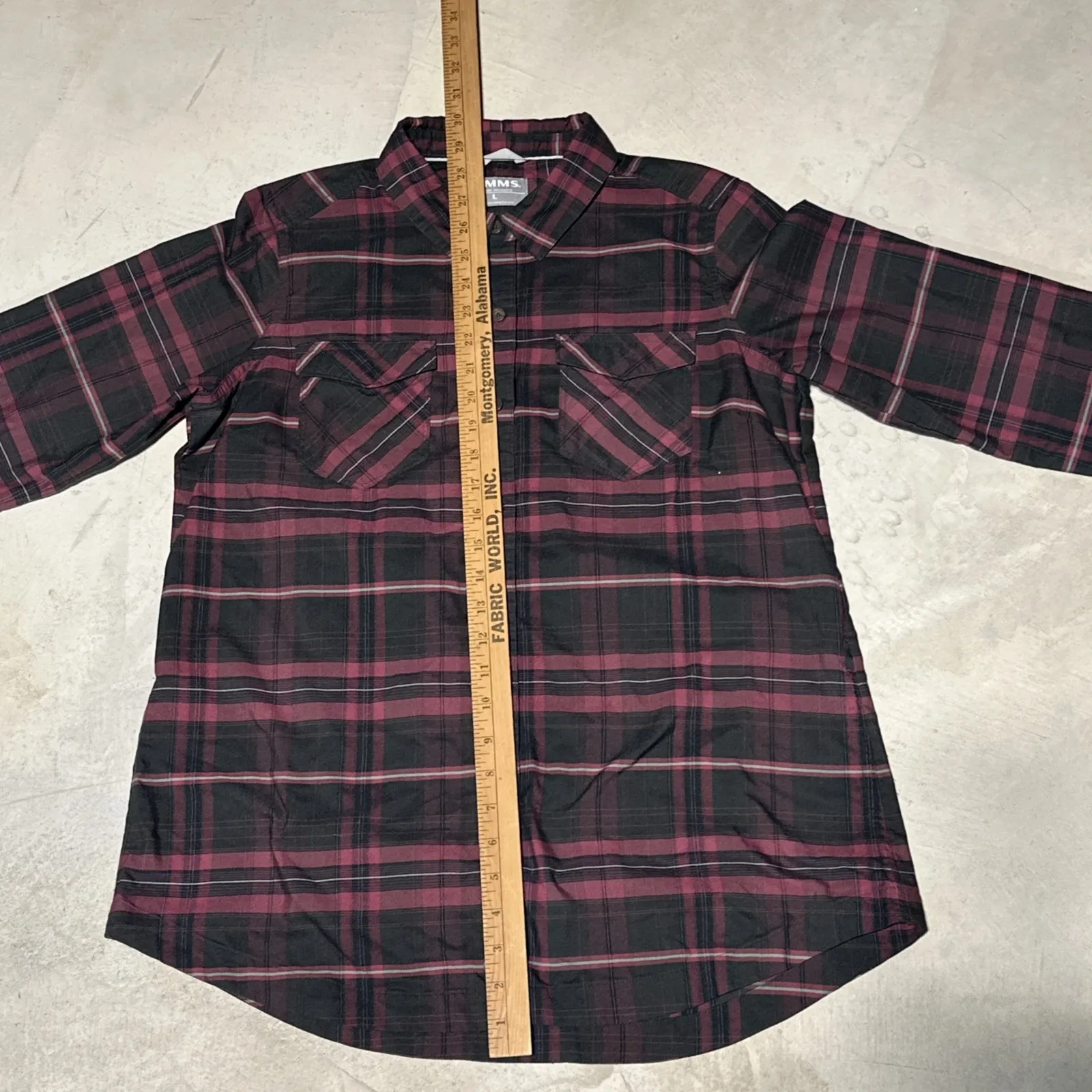 Simms Western Shirt Women's SZ L Red Black Plaid Lightweight Fishing Button Up Purple Size L - Image 6