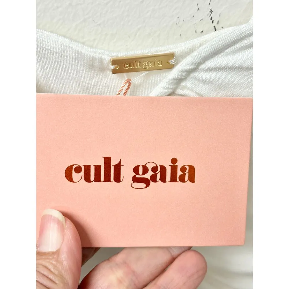 NWT Cult Gaia Esma Ruched Long Sleeve One Piece Bodysuit Off-White Womens Size L - Image 4