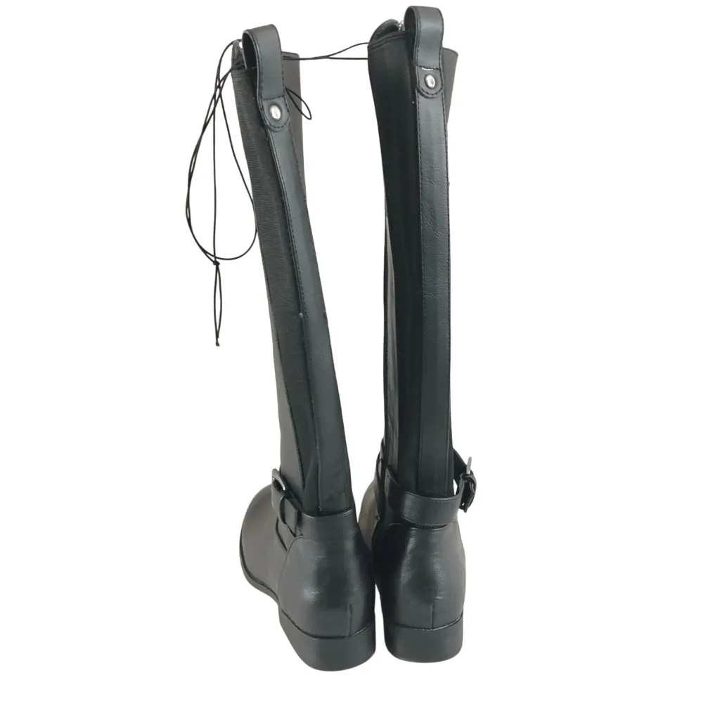 Universal Thread Womens Wendy Boots Knee High Faux Leather Zipper Black Size 7 - Image 4