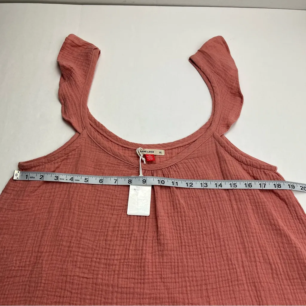 Marine Layer Jude Flutter Sleeve Cotton Tank Rosette Pink Womens‎ Size XL NEW - Image 9