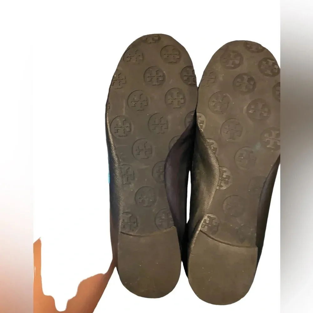 TORY BURCH CLAIRE BLACK LEATHER BALLET FLATS - Image 4