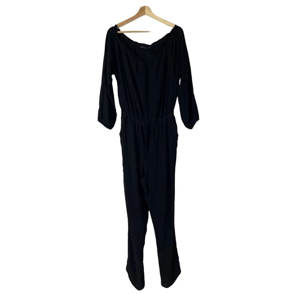 Fraiche by J Black Off Shoulder Long Sleeve Jumpsuit L - Image 2