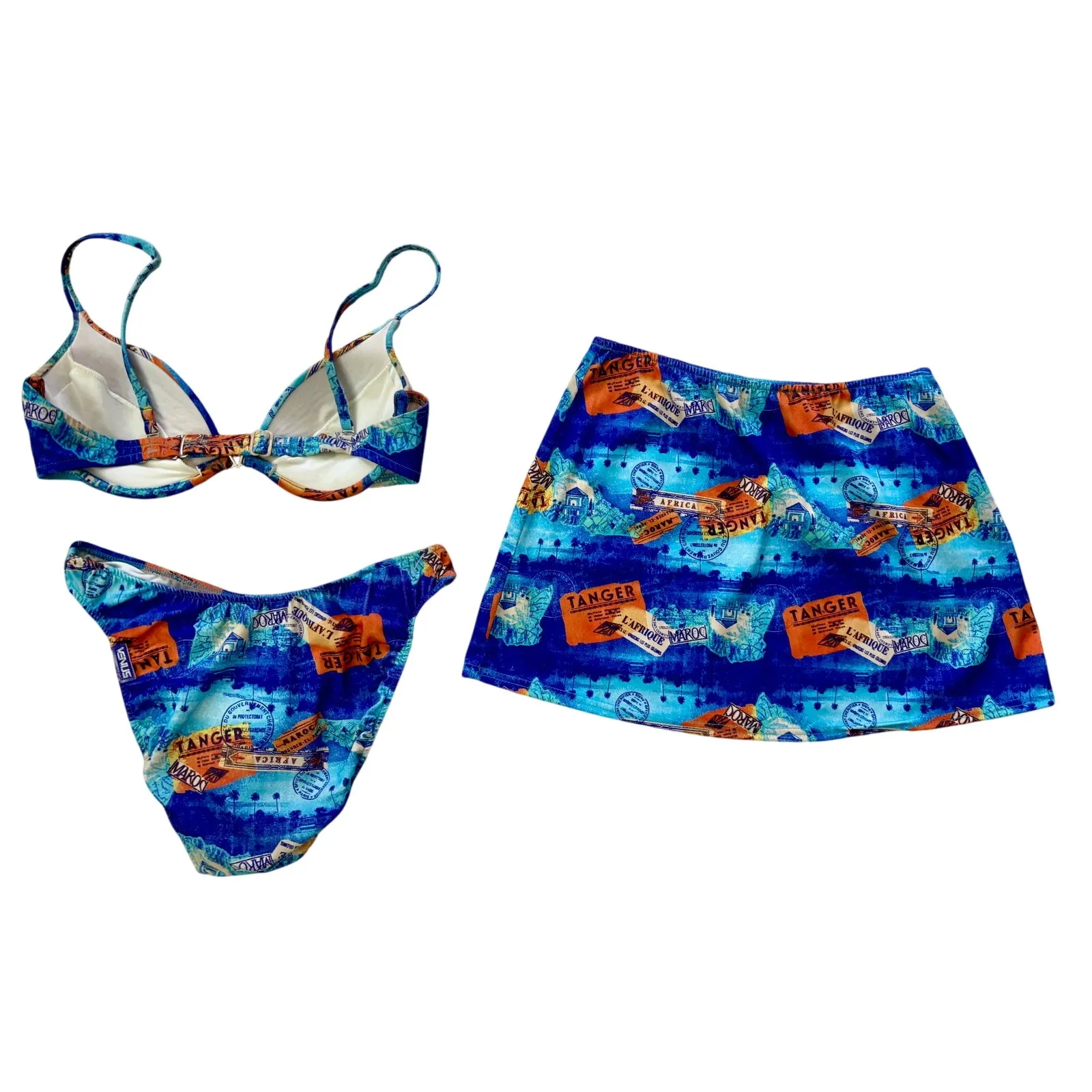 Venus Vintage Swim Wear Bundle Lot Top C 3 Pc Bottom M Moderate Skirt S - Image 4