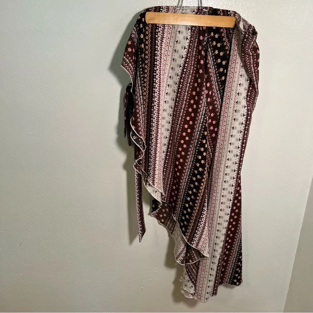 True Wrap Maxi Skirt Black Brown Floral Geometric Boho White Size M - Image 8