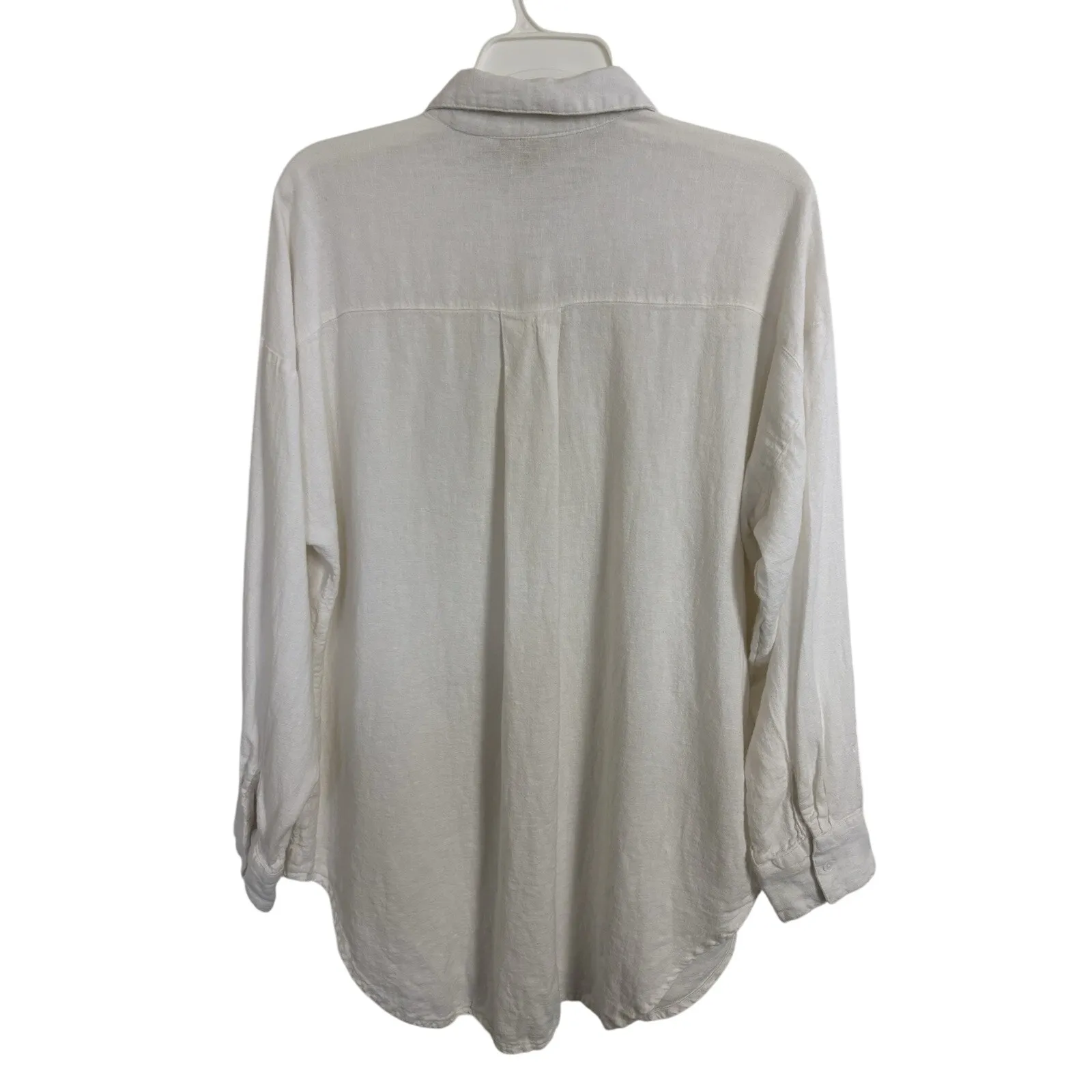 Downeast Linen Blend White Oversized Button Front Swim Cover Up Size Medium - Image 2