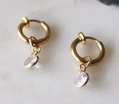 12mm Huggies With CZ Charms Gold - Image 2