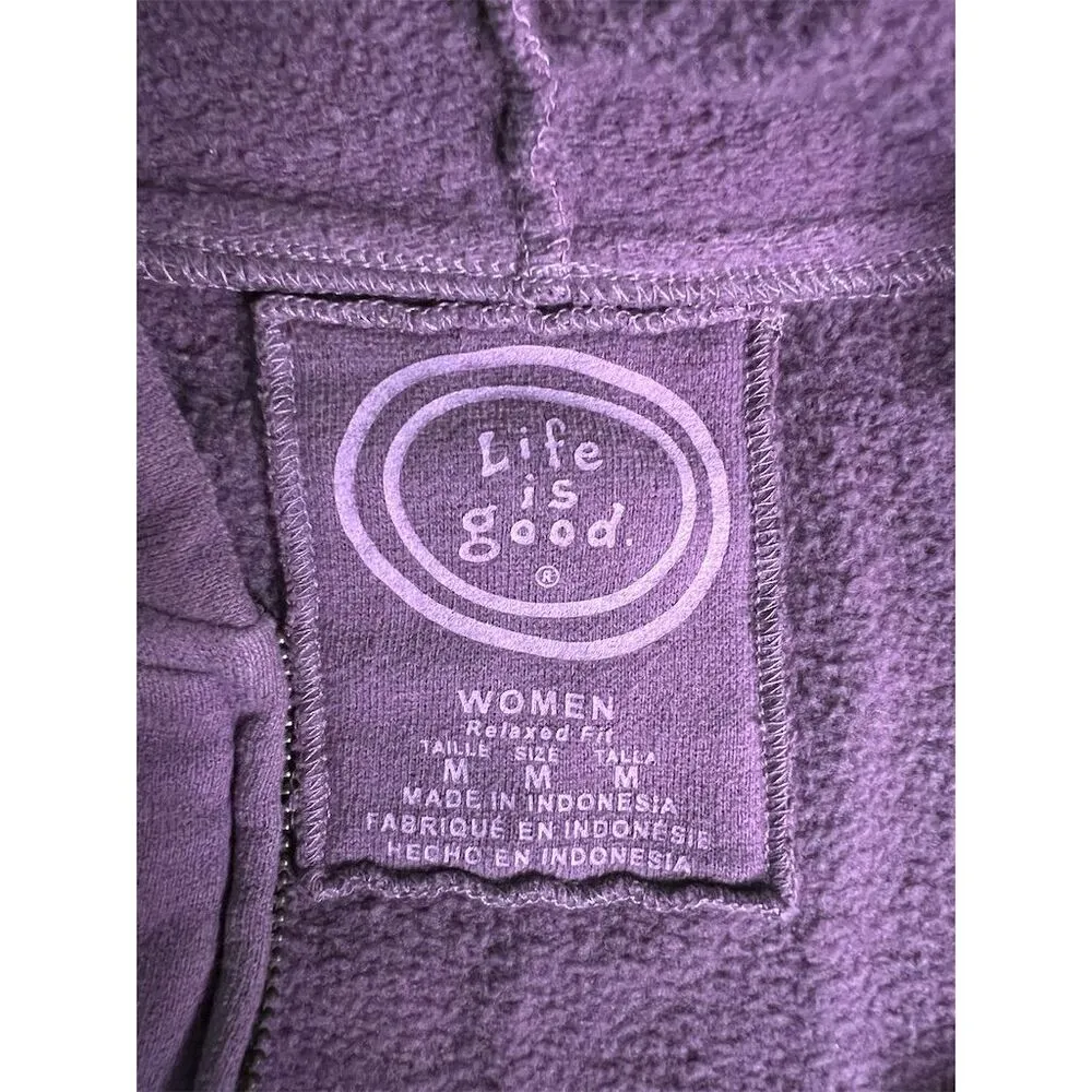 Life is Good Women's Purple Zip-Up Hoodie Jacket Size M - Image 4
