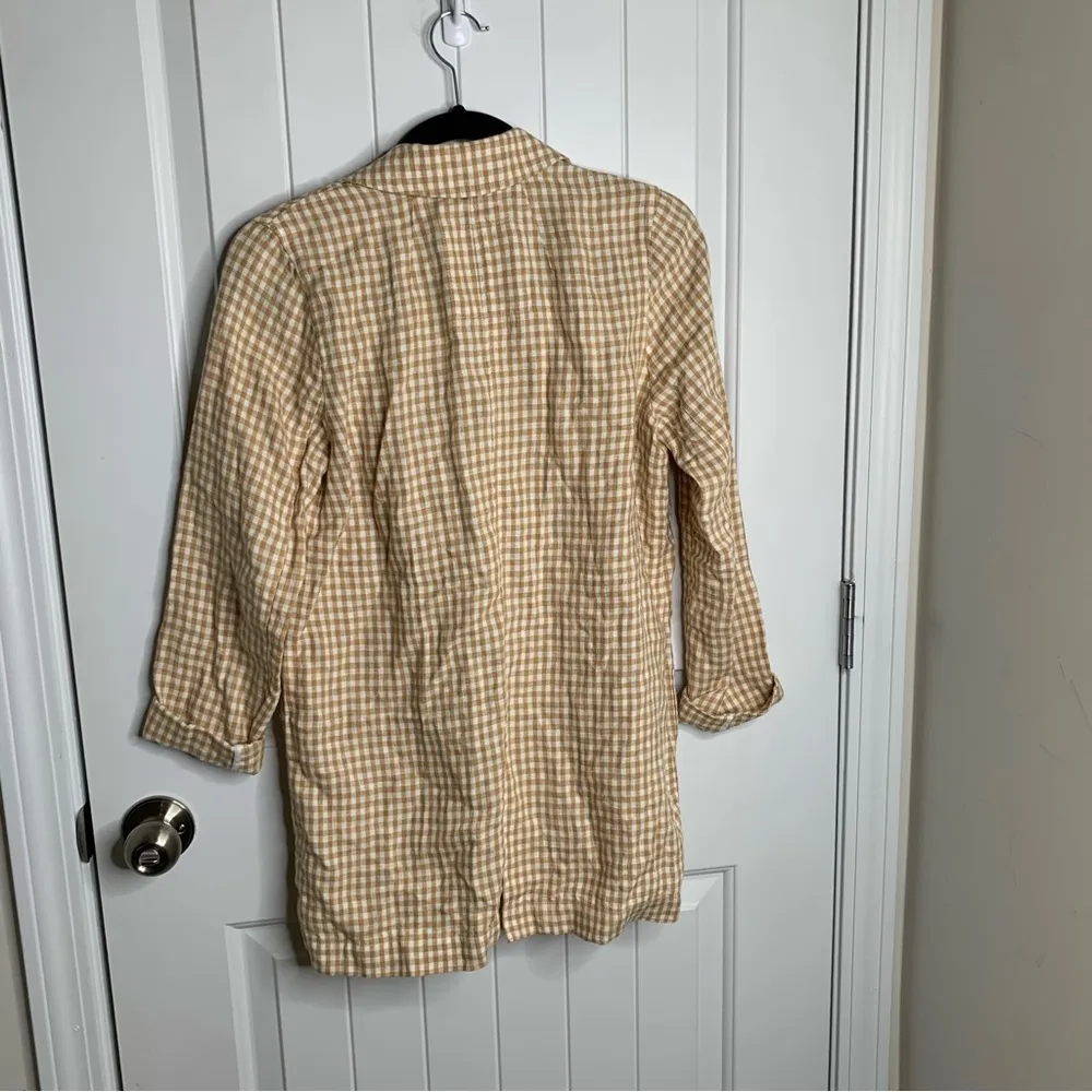 Madewell yellow gingham check linen dorset‎ blazer jacket size XS - Image 6