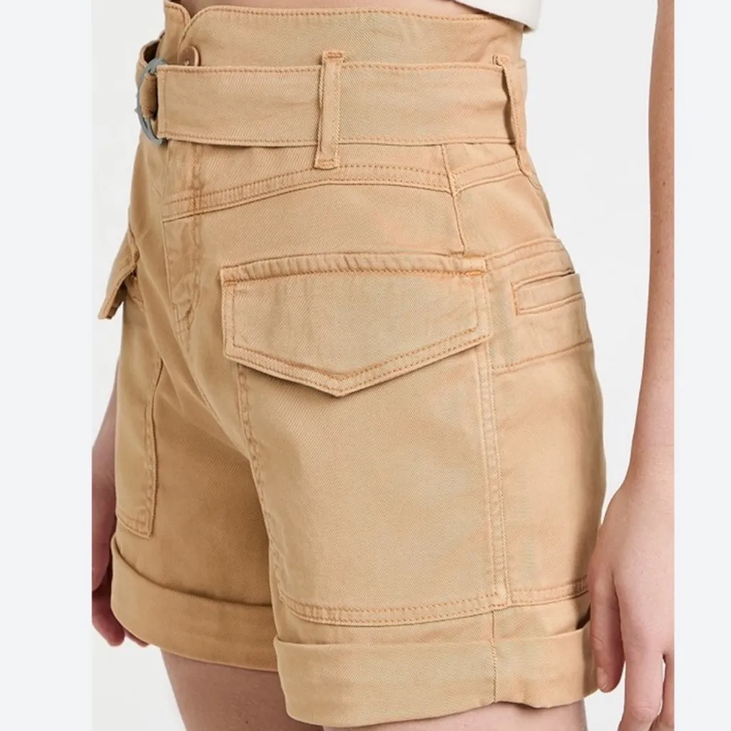 Jonathan SIMKHAI Cargo Hi Waisted Shorts Belted Camel Ecru NWT Size 0 $295 Tan - Image 2