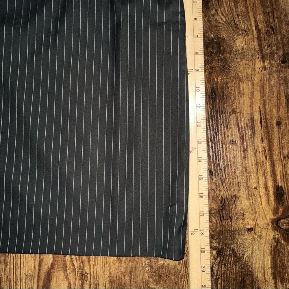 Patrizia Luca‎ Women's Skirt Gray 10 Wool Pencil Pin Stripe Barami Wide Waist Black - Image 8