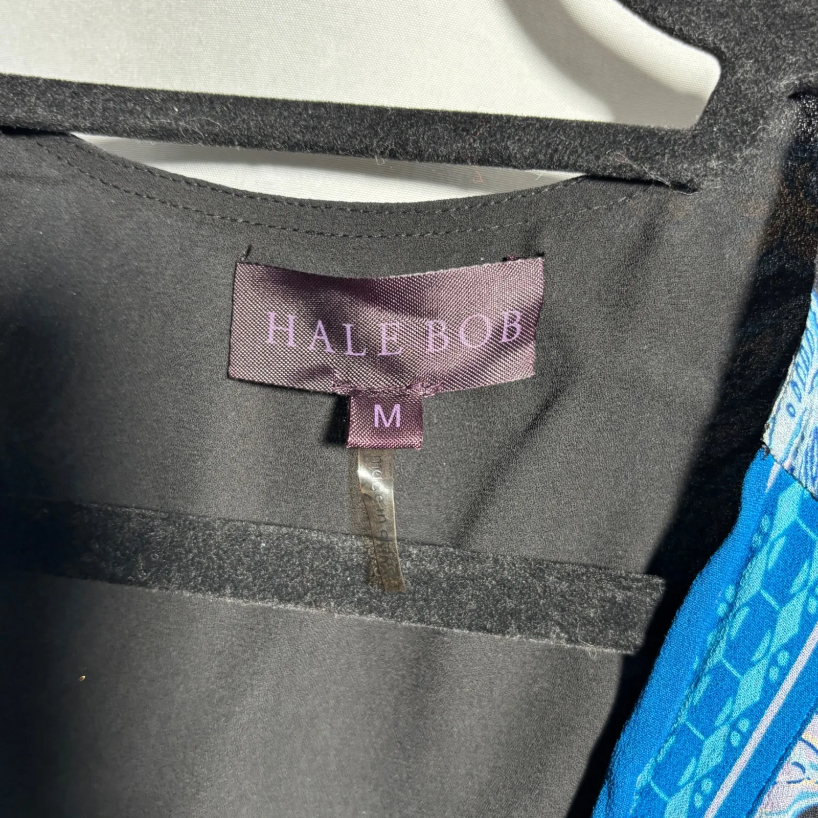 Hale Bob Floral Bird Print Wrap Midi‎ Dress Blue Black Flutter Sleeve M Fairy - Image 3