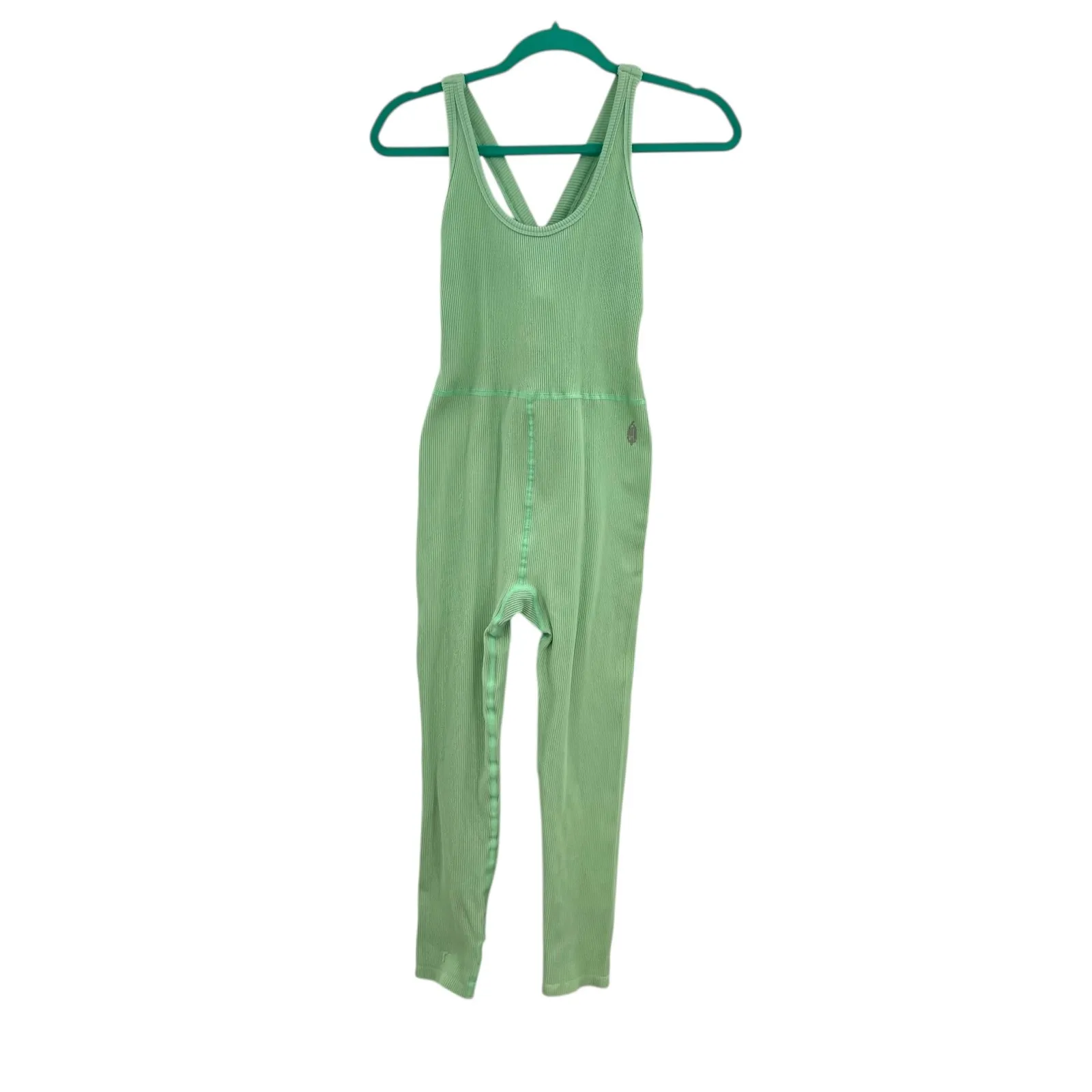 Free People‎ Free Throw Onesie Jumpsuit Ribbed Seamless Green Size Large - Image 3