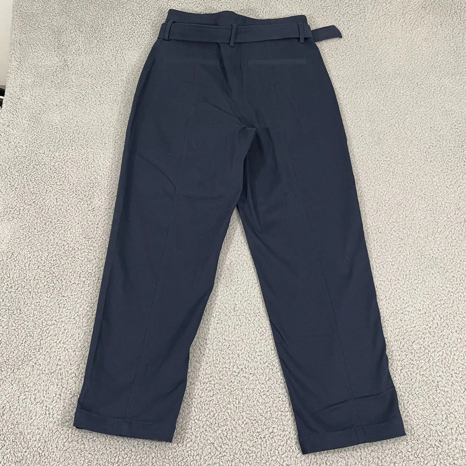 NEW Banana Republic Twill Belted Pants Women 8 Navy high Rise Pleated Taper - Image 6