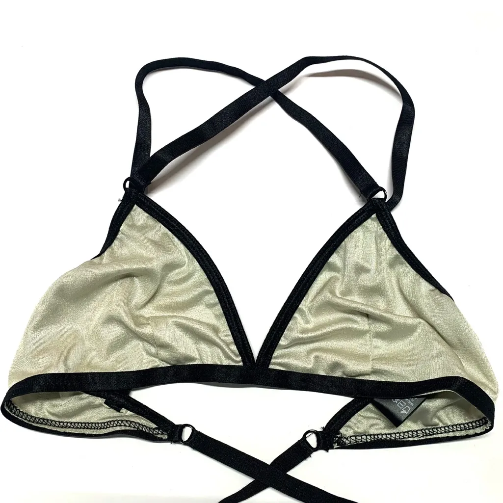 Widow Slinky Spandex Triangle Bralette Bikini Top Black Size XS - Image 5