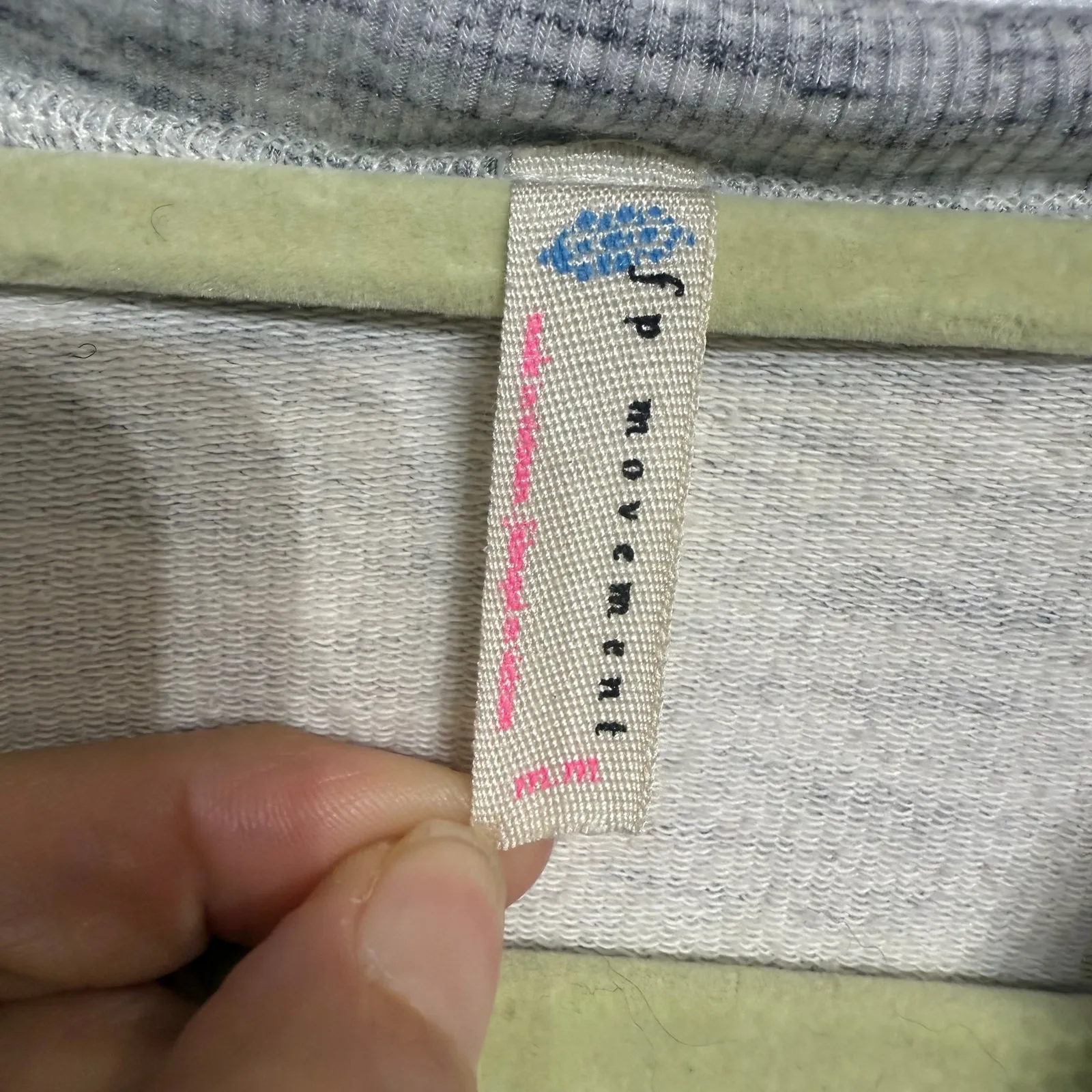 Free People Movement Gray Markie Hoodie Mesh Contrast Sweatshirt Sz M - Image 5