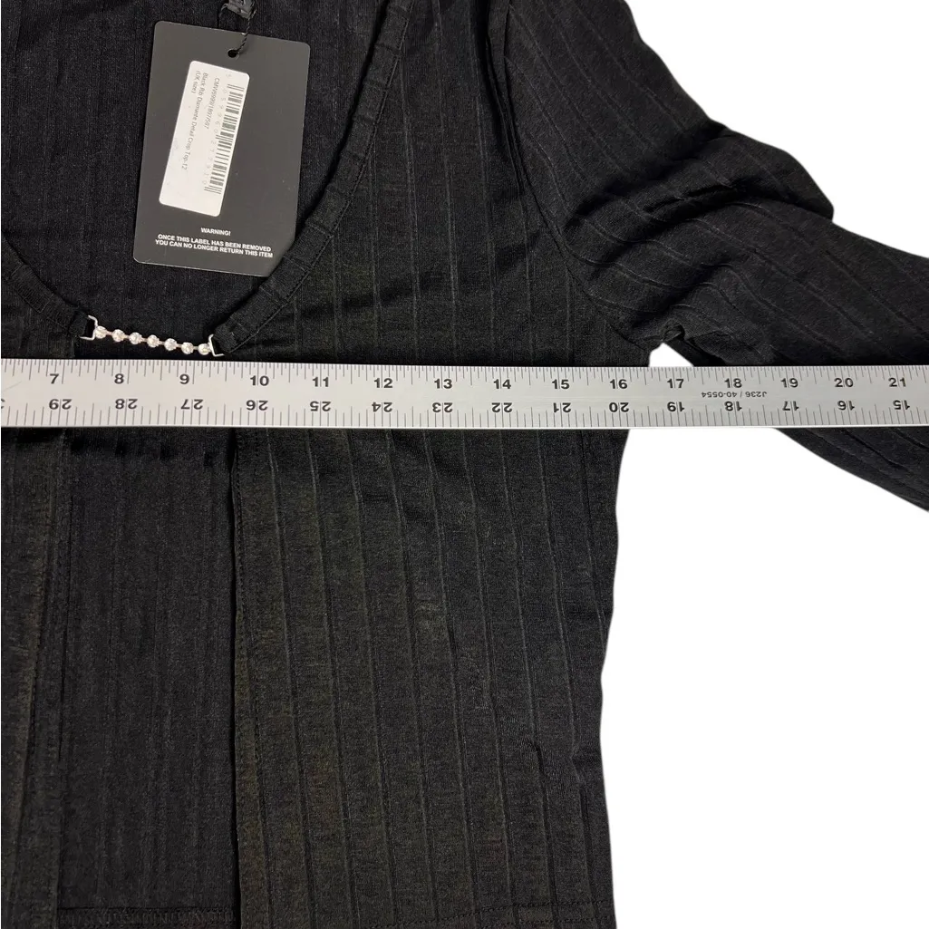 Y2K 90s Pretty Little Things Women Black Open Front Cardigan Rhinestone SZ 8 NWT - Image 8