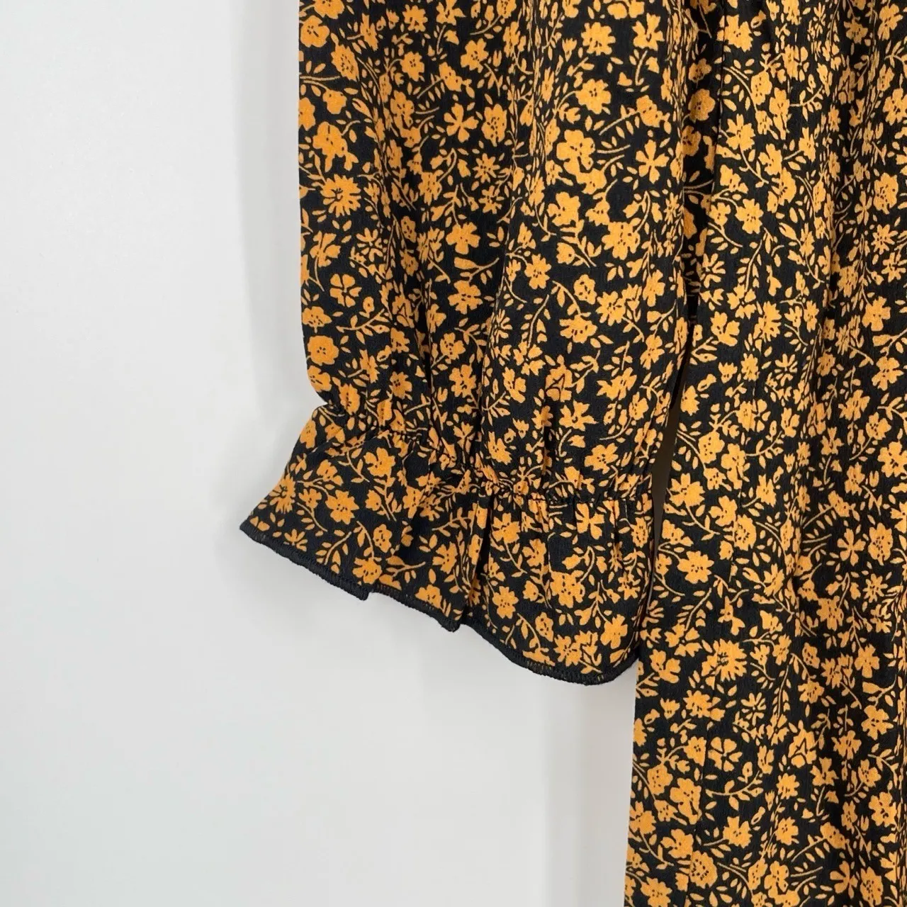 Allegra K Women's Floral Ruffle Neck Long Sleeve A-Line Smocked Dress Size M - Image 6