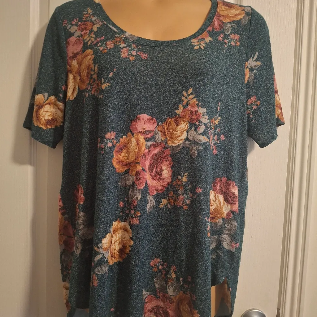 Maurices 24/7 Sz 1x Floral Print Women's Top - Teal and Multicolor - Image 4