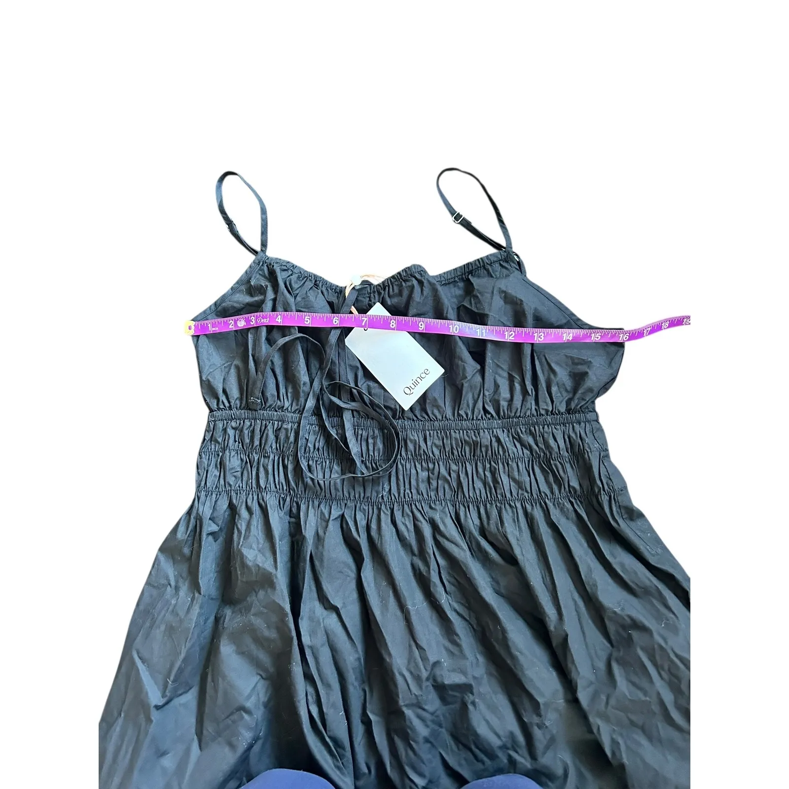 Quince Black Organic Cotton Keyhole Midi Dress Spaghetti Straps Size Small NWT - Image 7