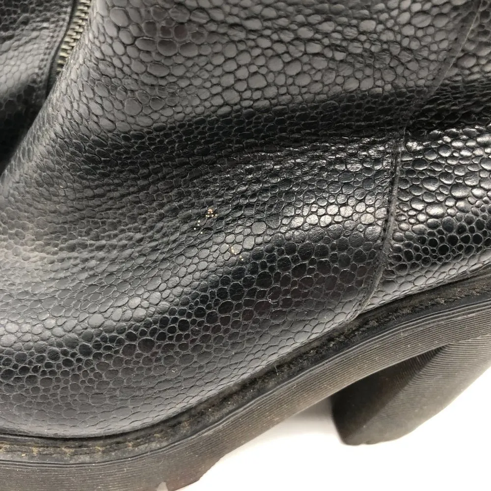 Dr Martens Magdalena Fur Lined Boots Block Heel Pebbled Leather Black Womens 5 - Image 4