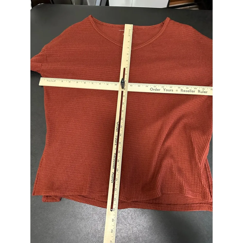 American Eagle AEO Rust Red Long Sleeve Thermal Shirt Women's Size Small S - Image 7