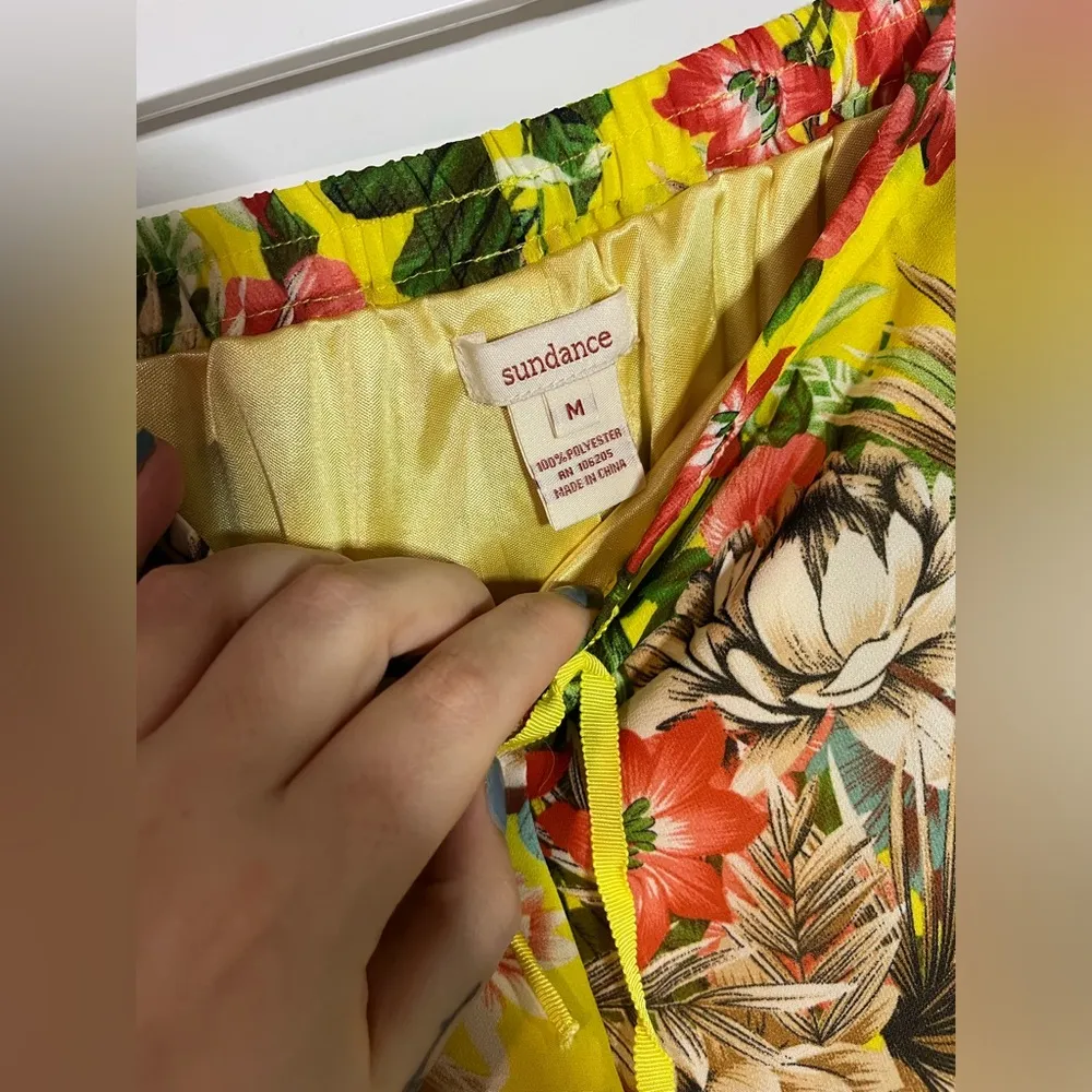 Sundance Lined w/ Shorts High Rise Cropped Wide Leg Tropical Pants Size Medium - Image 14