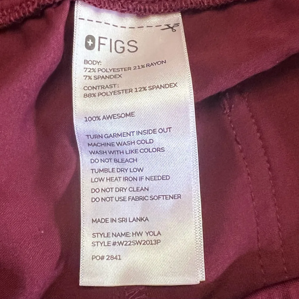 FIGS SCRUBS Burgundy High Waisted Yola Skinny Scrub‎ Pants Size XL Petite - Image 11