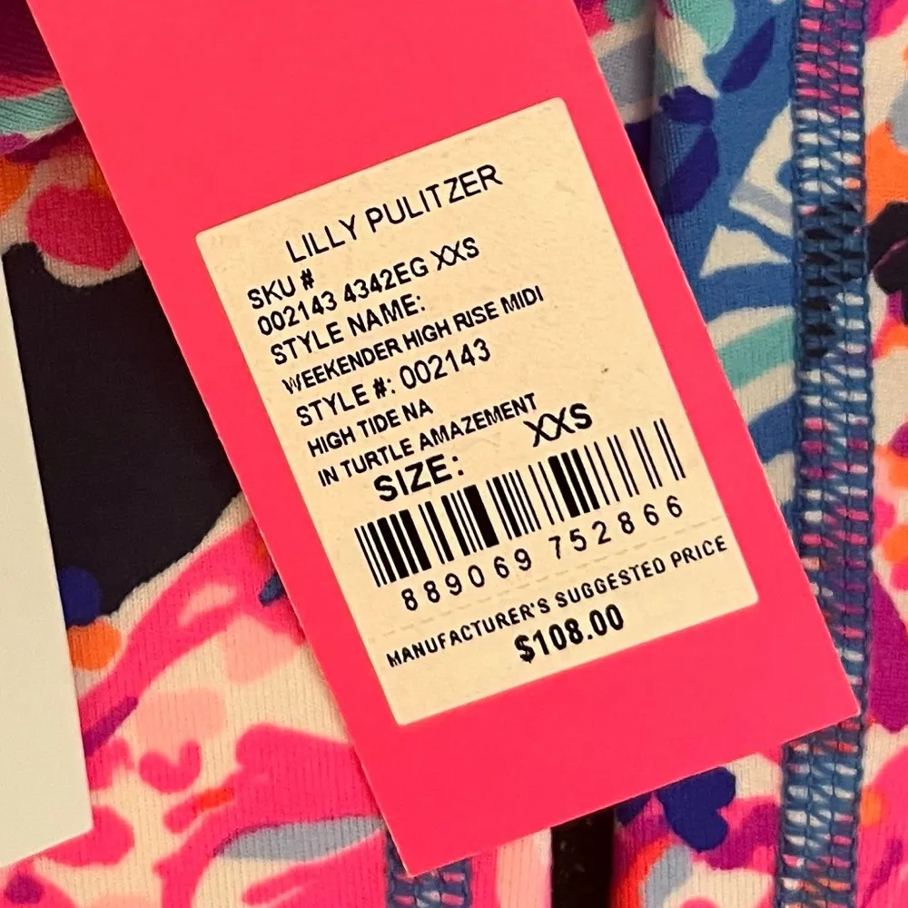 Lilly Pulitzer Leggings Weekender High Rise Midi Navy Turtle Amazement XXS NWT - Image 15