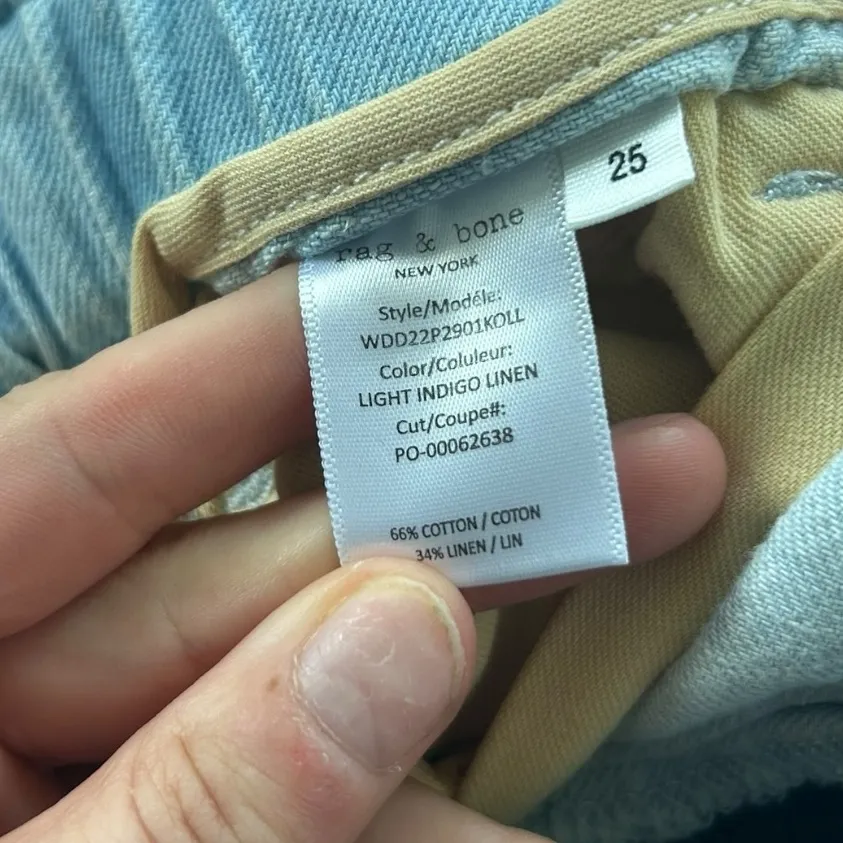 Rag & Bone Straight Pleated Paper Bag Pants Light Indigo Linen Size 25 - Image 13