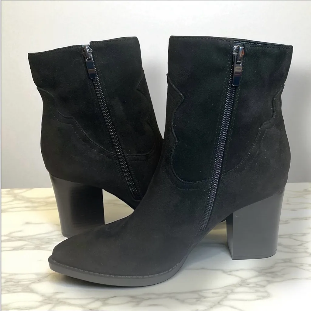 Nine West Rich Black faux Suede Zip Up Ankle Booties Women’s Size 7.5 NWOT - Image 3