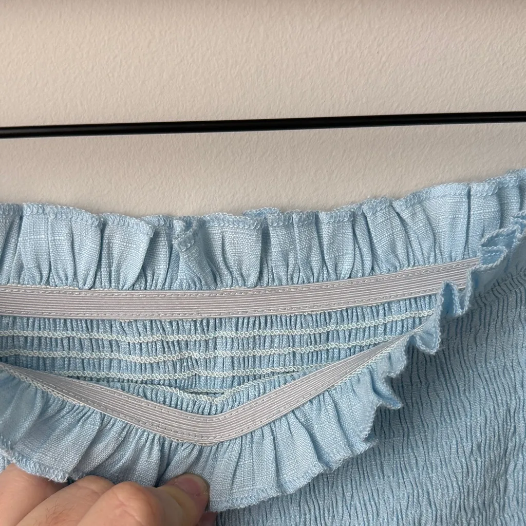 Shein Ultra Soft High Waisted Stretchy Flowy Light Blue Shirred Tiered Skirt - Image 4