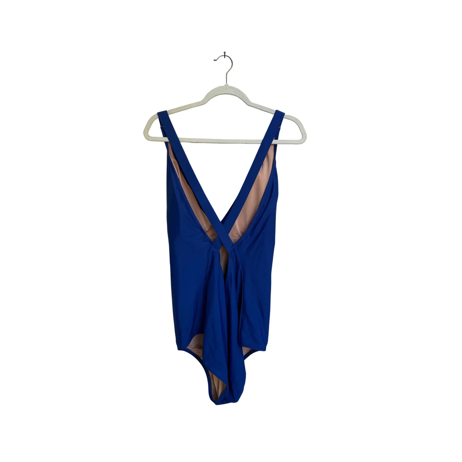 J.Crew Women's Blue V-Neck Cross‎ Back One Piece Swimsuit Bathing Suit Size 20DD - Image 2