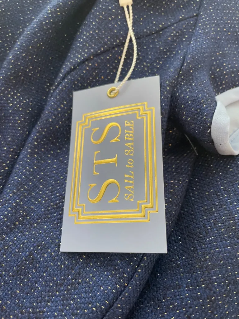 BRAND NEW SAIL TO SABLE NAVY BOUCLE SHORT SLEEVE TOP SIZE S! - Image 3