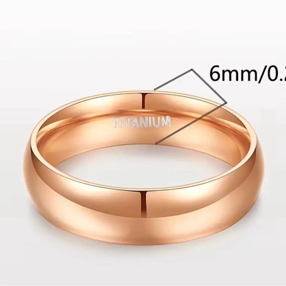 Women’s Luxury Titanium Steel Rose Golden Minimalist 6mm Band Size 7 Gold - Image 4