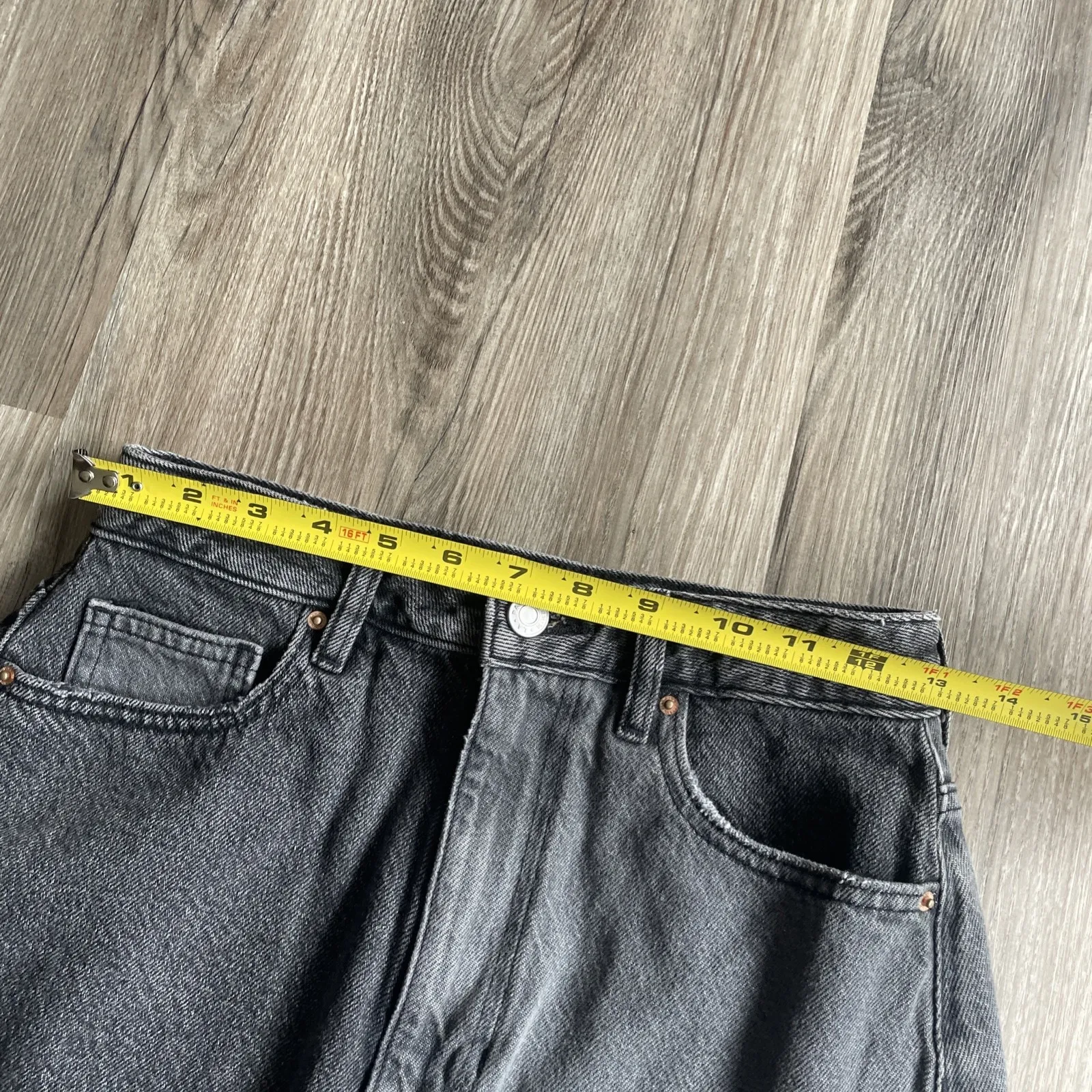 Pacsun Black Grey Wash Denim Mini Skirt Punk Emo Witchy Sz 26 Western‎ Hippie - Image 4