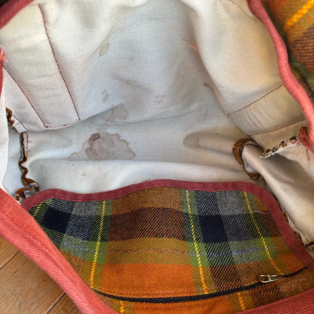 Vintage Plaid Crossbody Bag Orange - Image 5