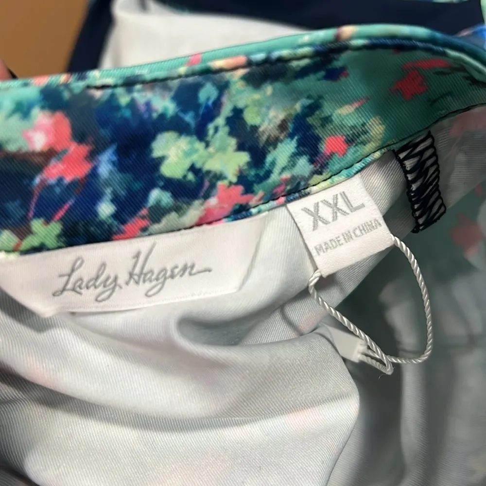 Lady Hagen size XXL floral keyhole sleeveless polo floral print zips in back NWT - Image 6