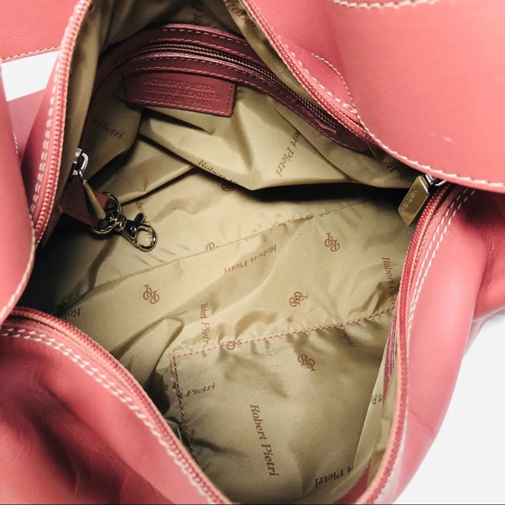 ROBERT PIETRI peach leather purse, made in Spain - Image 7