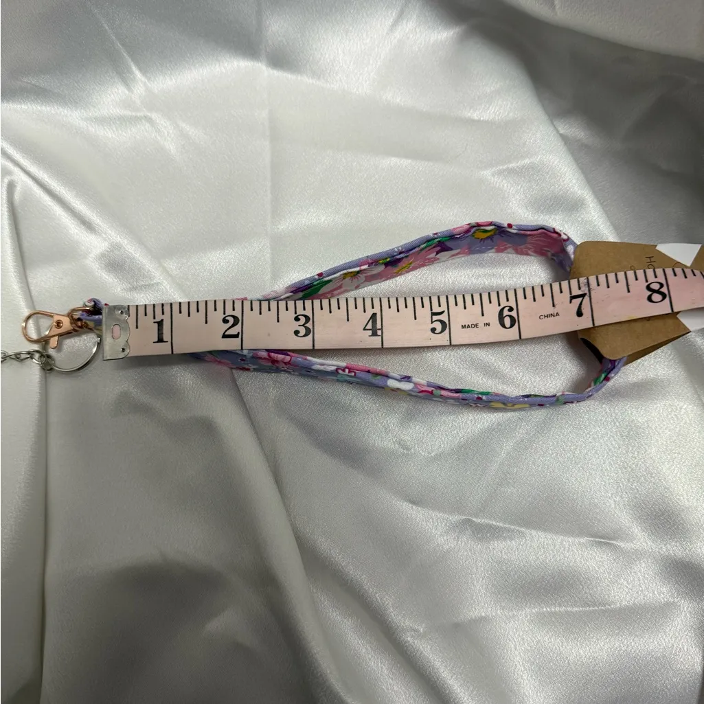 Handmade Purple and Pink Floral Wristlet Keychain with Purple Tassel - Image 6