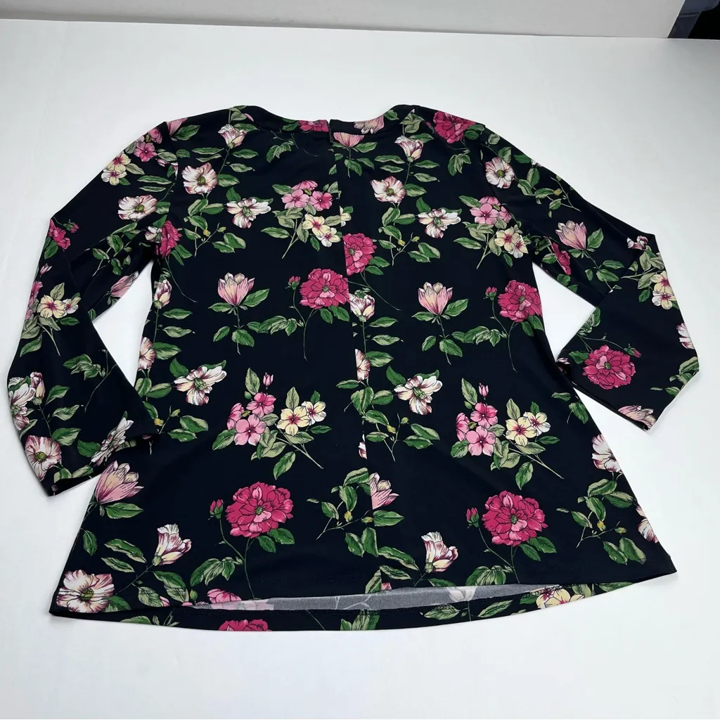 Karl Lagerfeld Paris Womens Size Small Black Floral Print‎ Bow Neck Top Blouse - Image 12