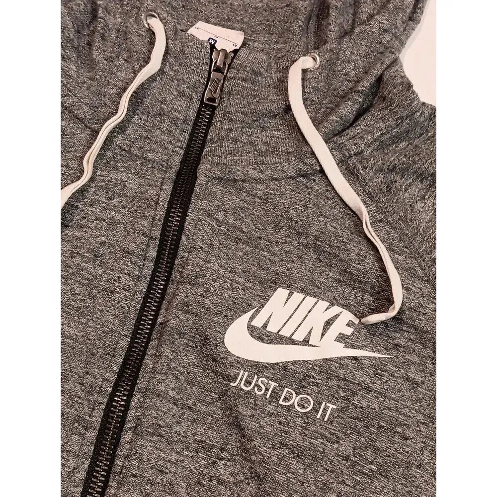Vintage Nike Hooded Full Zip Light Weight Track Jacket size Medium Gray - Image 8