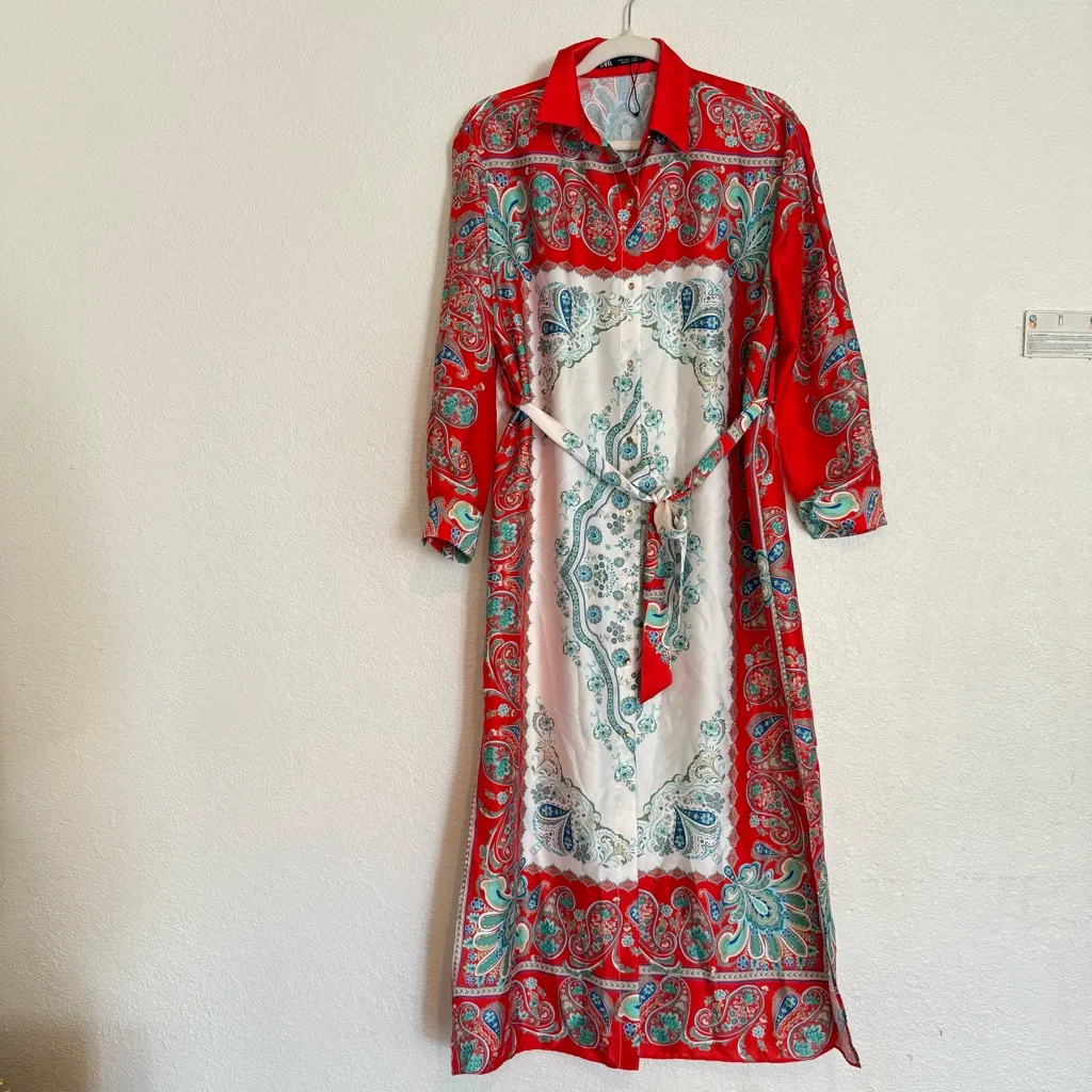 zara printed shirt dress - Image 11