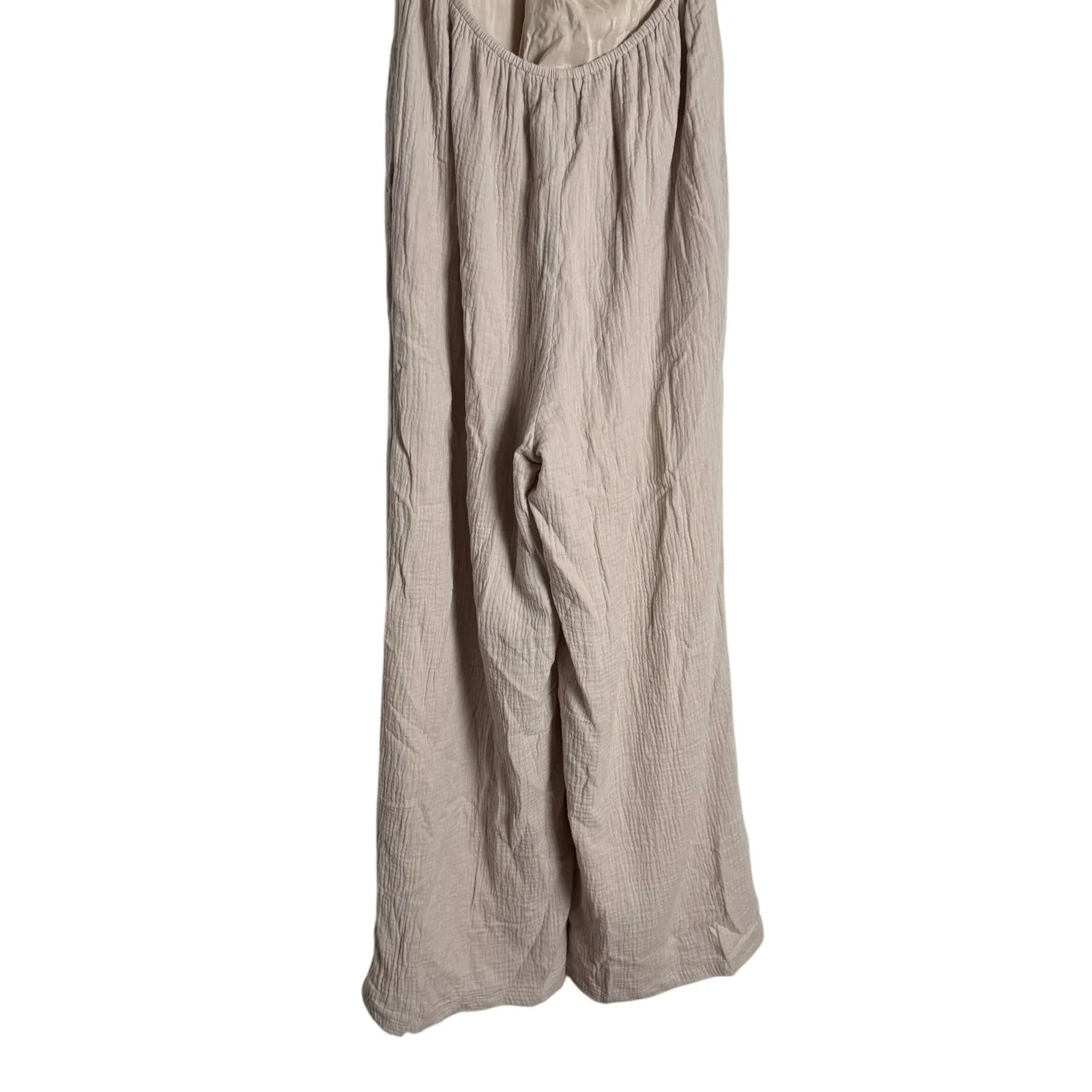 Tularosa Nora Cream Wide Leg Sleeveless V-Neck Tie Back Cotton Beach Jumpsuit S - Image 7