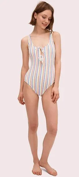 Bunny Tie Striped One-piece Swimsuit - Image 2