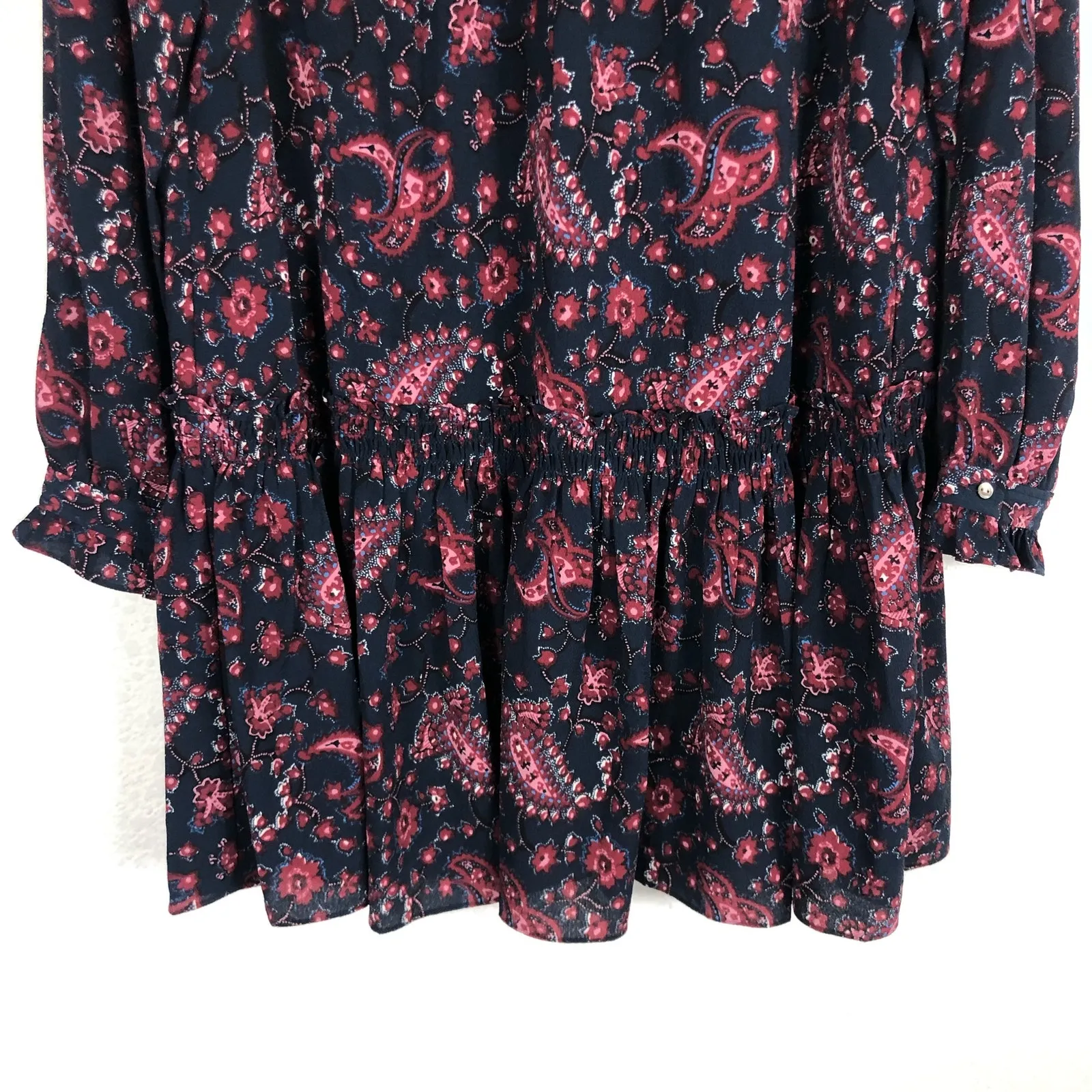 La Vie Rebecca Taylor Long Sleeve Madeline Mini Dress Large Paisley Boho - Image 11