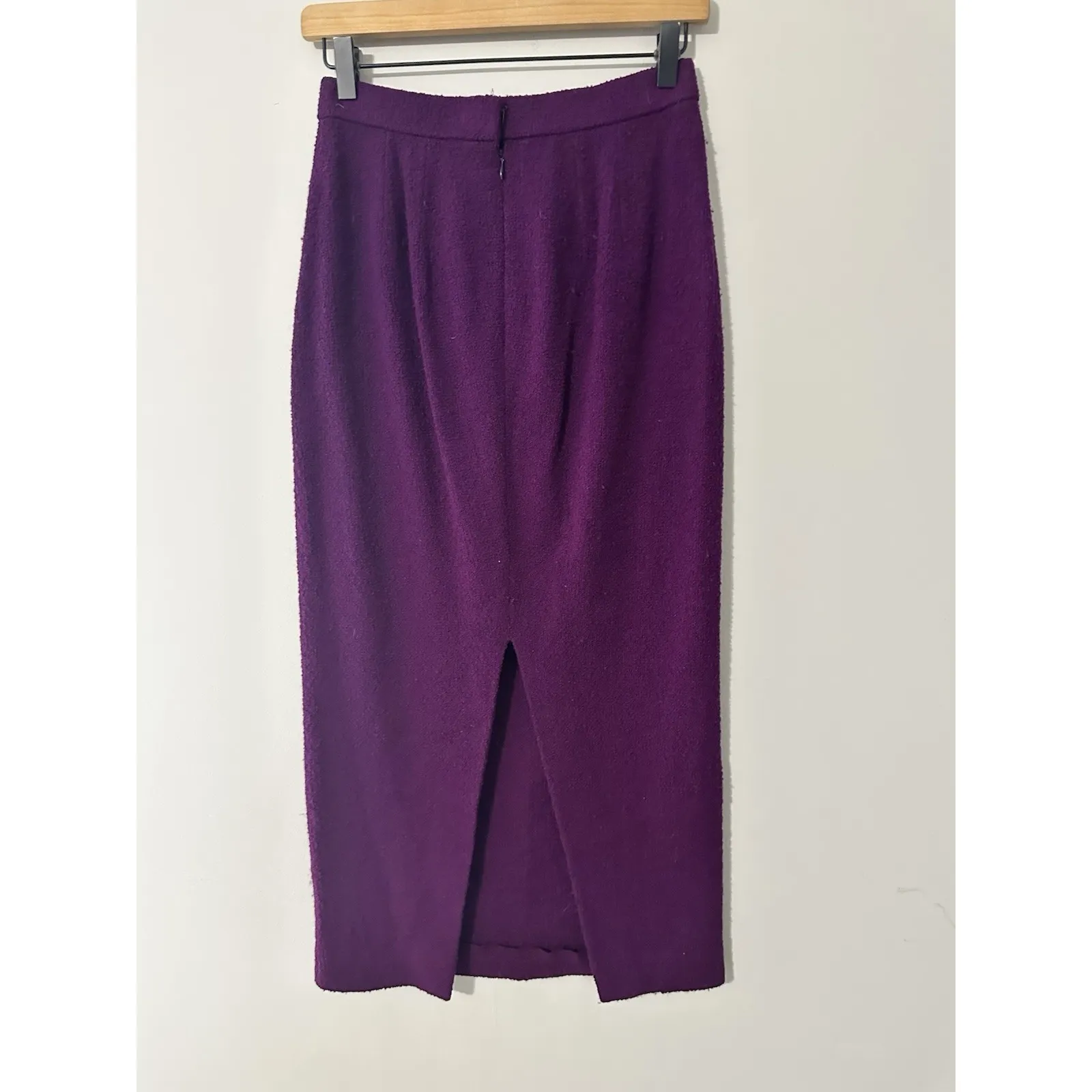 RARE Vtg Donna Karan Wool Sample Skirt 80s 90s Magenta Purple Pencil Midi Sz 8 - Image 3